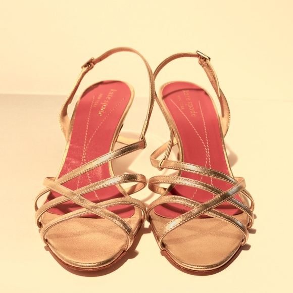 Kate Spade - Gold Strappy Heels Formal Shoes - Picture 3 of 7